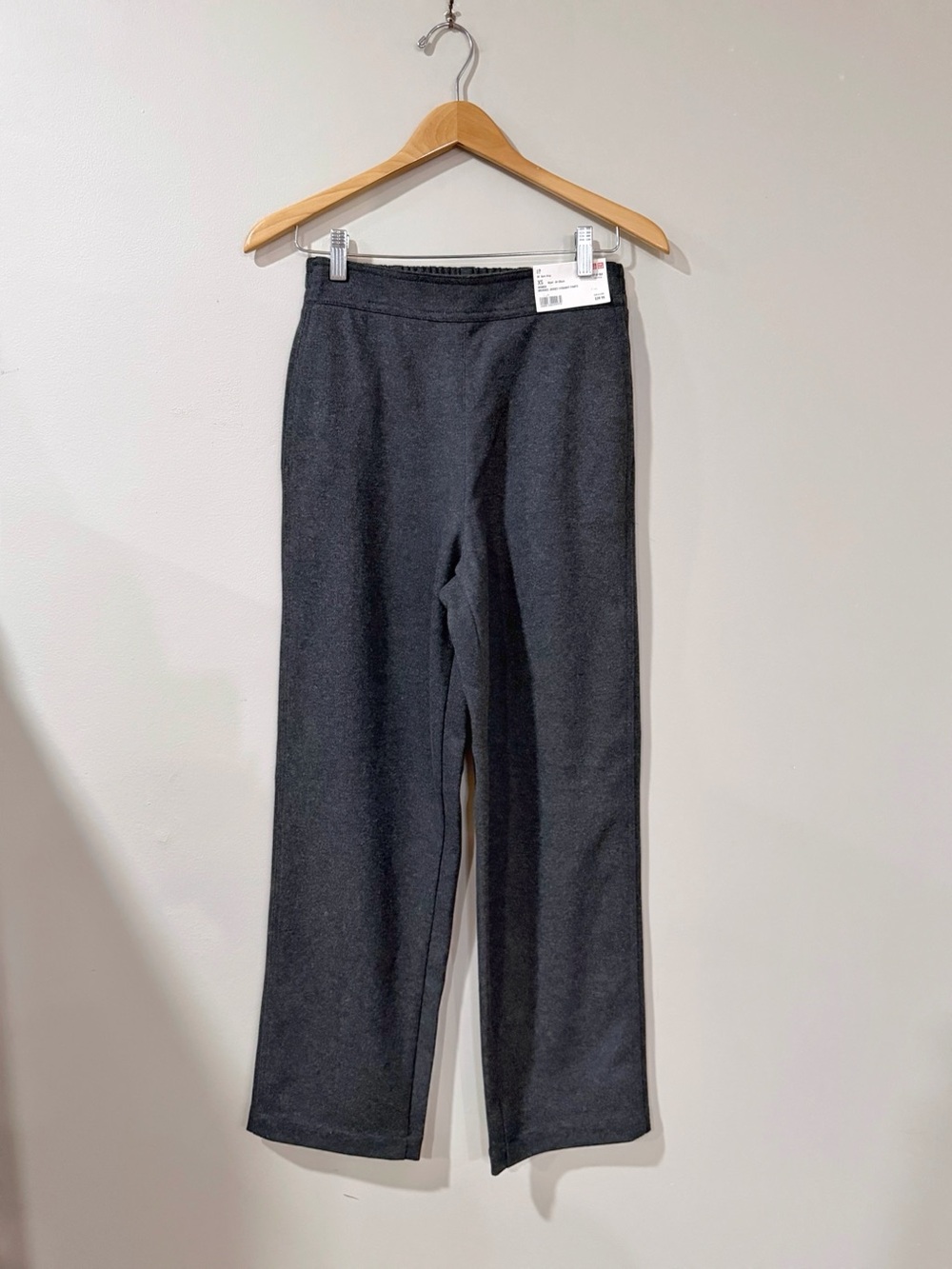 UNIQLO Women XS Dark Gray Brushed Jersey Straight Pants High Rise Minimalist NWT